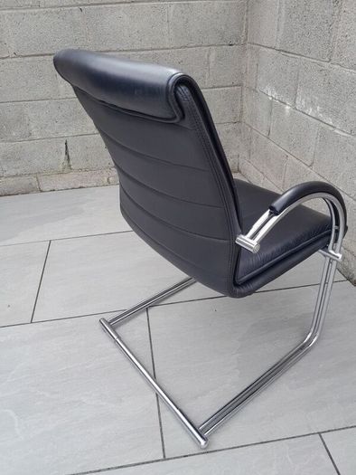 1970's Chrome Tube Leather Chair. Vintage 70's collectable design classic