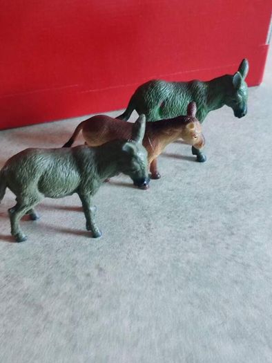 3 DONKEY Plastic Toy Animals - Farm Animal .