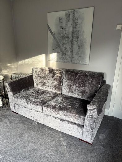 Sofas x 2 plush grey velvet