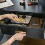 Dressing Table Set, with Storage and Stool - Black Image 5