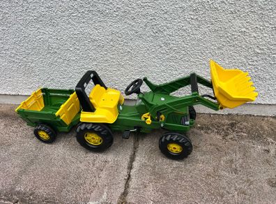 Rolly Junior John Deere Tractor With Loader And Trailer