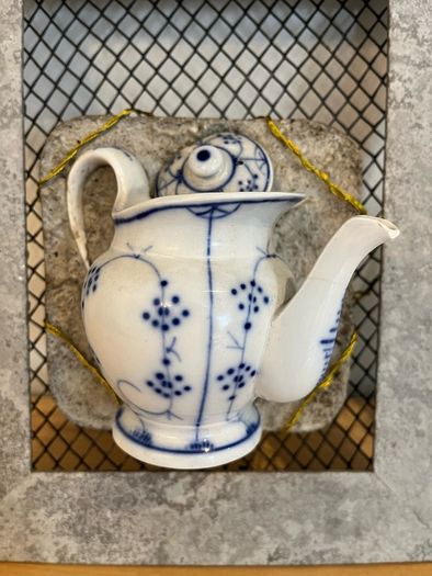 Original Mixed Media Art - Set of 3 Framed Porcelain Tea Set Sculptures | ACE Griesel Art Studios