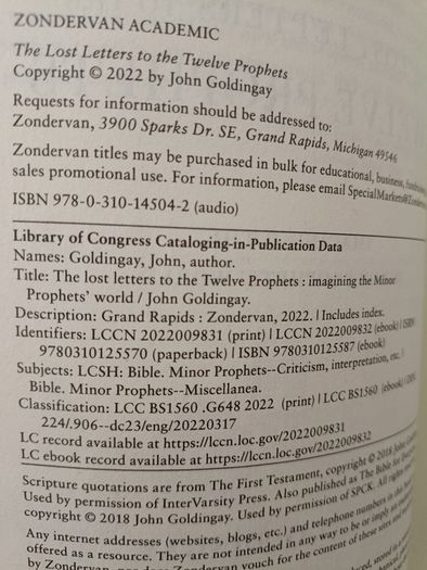 The lost letters to the twelve prophets 2022 by John Goldengay in good condition with some signs of wear and some writing on the inside page FREE STANDARD POSTAGE INCLUDED