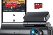 4K Dash Cam Front and Rear, 5GHz WiFi Dashcam with 64GB SD Card, Dual Car Camera Dash Cam with Parking Monitor, Night Vision, WDR, 170degree Wide Angle, G-Sensor, Loop Recording, APP Control, Max 256GB