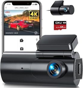 4K Dash Cam Front and Rear, 5GHz WiFi Dashcam with 64GB SD Card, Dual Car Camera Dash Cam with Parking Monitor, Night Vision, WDR, 170degree Wide Angle, G-Sensor, Loop Recording, APP Control, Max 256GB
