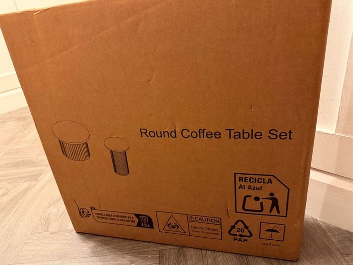 Round Coffee Table Set - walnut