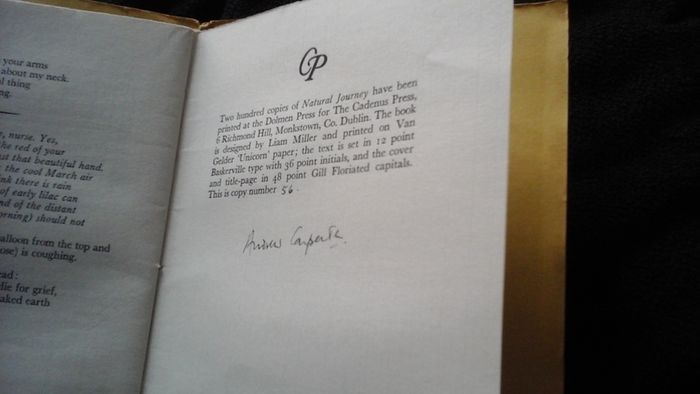 signed first edition by poet Andrew Carpenter