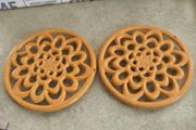 set of 2 Round Trivet Tea Pot Pan Stand Dining Kitchen Worktop Protection Cast Iron