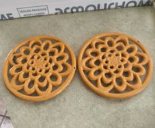 set of 2 Round Trivet Tea Pot Pan Stand Dining Kitchen Worktop Protection Cast Iron