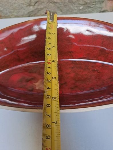 Red glazed bowl oval