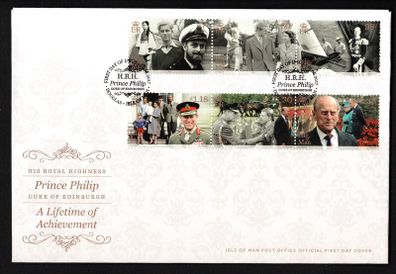 2017 Isle of Man Prince Philip Duke of Edinburgh; A lifetime of Achievement Commemorative Stamps First Day Cover (FDC)