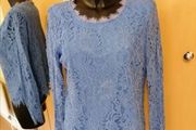 Women's Blouse Top Blue Lace NWT SIZE 14