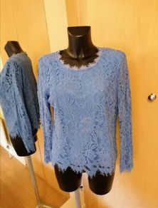 Women's Blouse Top Blue Lace NWT SIZE 14
