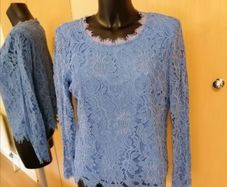 Women's Blouse Top Blue Lace NWT SIZE 14
