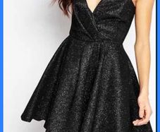 Sparkling short strapless evening dress with straps, black, size 8