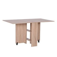 Folding Dining Table Drop Leaf-Expandable 6-Person w/ Wheels, Storage Shelf