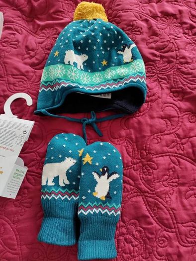 frugi hat and gloves knitted set 2-4y