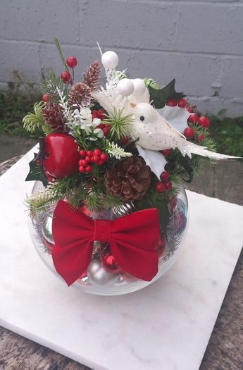 Christmas Fishbowl Centerpiece