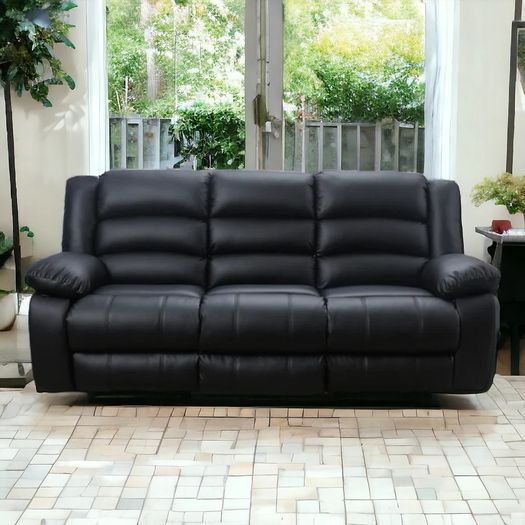 3 Seater leather Recliner Sofa Black, brand new!