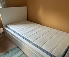Single bed and mattress