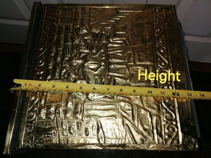 Vintage Brass on Wood Fireside Log & Turf Storage Box