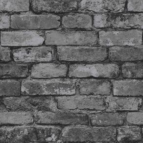 FREE P&P Rustic Brick Wallpaper, Silver/Black