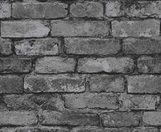 NEW SALE | Rustic Brick Wallpaper, Silver/Black