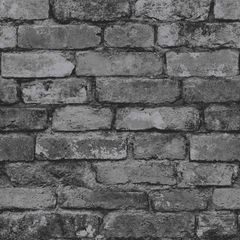 NEW SALE | Rustic Brick Wallpaper, Silver/Black