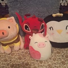 Plush toy bundle of 4 - Disney, Miniso, Squishmallow and Ale-hop