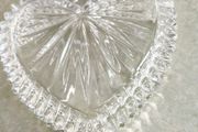 1950s Large Jewelry Box Trinket w/Lid Box Heart Shape Cut Glass Clear Starburst of Love Retro Correct Vanityno stamp.