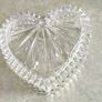 1950s Large Jewelry Box Trinket w/Lid Box Heart Shape Cut Glass Clear Starburst of Love Retro Correct Vanityno stamp. Image 6