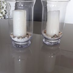 Glass Candle Holders - Large x 2
