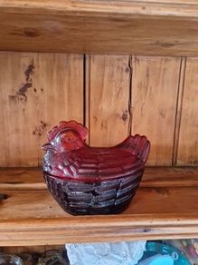 nesting hen glass dish