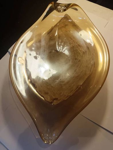 Large Murano Style Hand Blown Glass Dish