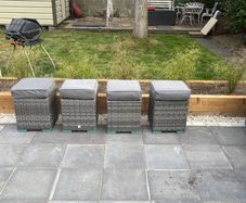 Outdoor Living Rattan Outdoor Garden Stools x 4