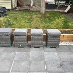 Outdoor Living Rattan Outdoor Garden Stools x 4