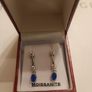 Lovely quality Petite Moissanite and Cobalt Blue Spinel Drop Earrings Image 2