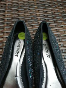 Nine West girls black glittery shoes