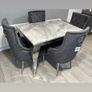 Marble Kitchen Dining Table With 6 Chairs Image 3