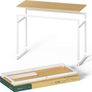 Home Office Desk 140 / 61 /74 cm  Metal and Wood Computer Desk, Easy Assembly  Natural Brown & White Image 4