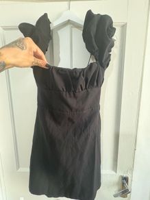 zara black dress with back laces