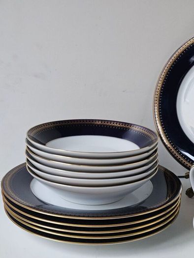 NEW The Royal "Romanov" Collection by Christineholm Cobalt Blue  and Gold Dinner Set