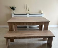 Wooden table and 2 Benches