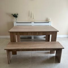 Wooden table and 2 Benches