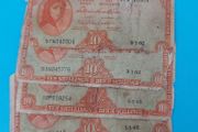 Irish 1962  X 4 Lavery ten shilling banknote in used condition