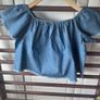 top betshka size medium denim off shoulder top Image 10