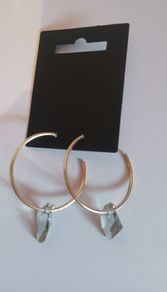 Pilgrim Gold Tone Hoop Earrings Clear Faceted Crystal Drop Danish Design New CAN POST