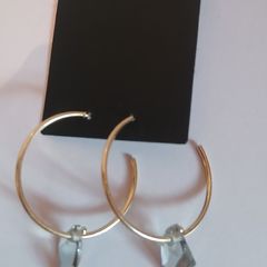 Pilgrim Gold Tone Hoop Earrings Clear Faceted Crystal Drop Danish Design New CAN POST
