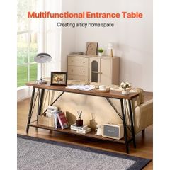 Narrow Console Sofa Table, 70.9 inches Behind Couch Table, 2-Tier Long Entryway Table and Skinny Hallway Table, Narrow Sofa Table with Metal Frame, for Entryway, Hallway, Living Room & Bedroom