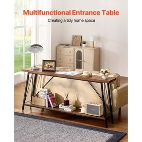 Narrow Console Sofa Table, 70.9 inches Behind Couch Table, 2-Tier Long Entryway Table and Skinny Hallway Table, Narrow Sofa Table with Metal Frame, for Entryway, Hallway, Living Room & Bedroom